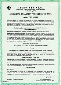 Certificate of internal inspection